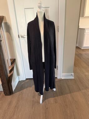 Barefoot Dreams Long Open-Front Cardigan in Black
